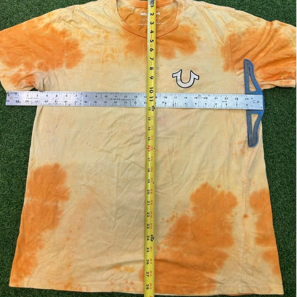 True Religion Mens Orange Tie Dye Buddha World Tour Graphic T-Shirt XL